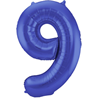 Blauwe Metallic Mat Folieballon Cijfer 9